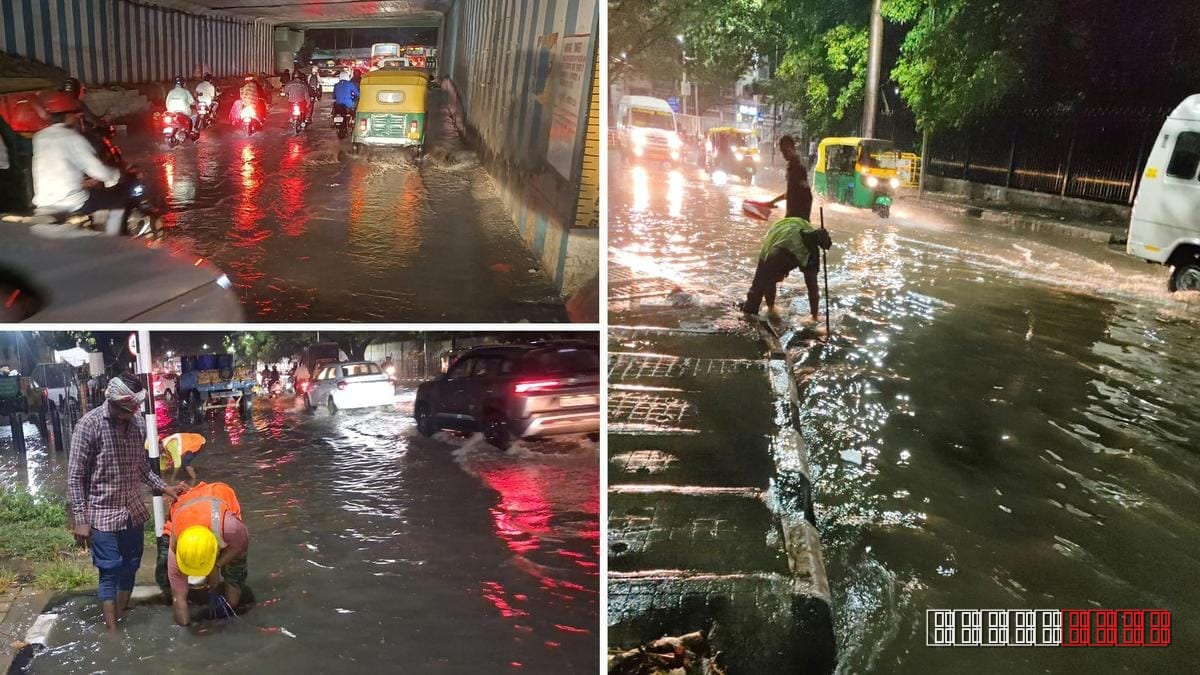 Bengaluru traffic stalls as sudden downpour floods city streets