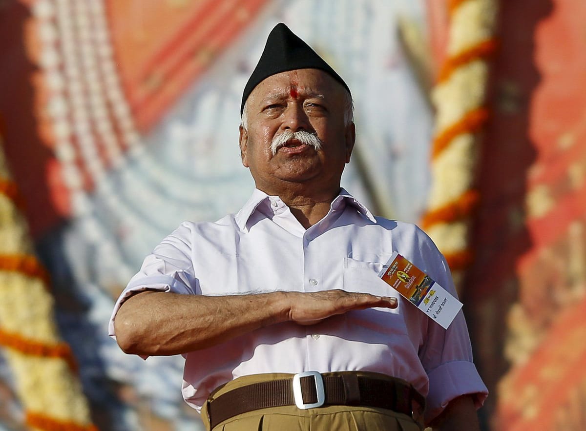 Human rights groups rally as RSS chief Mohan Bhagwat prepares to speak in New York