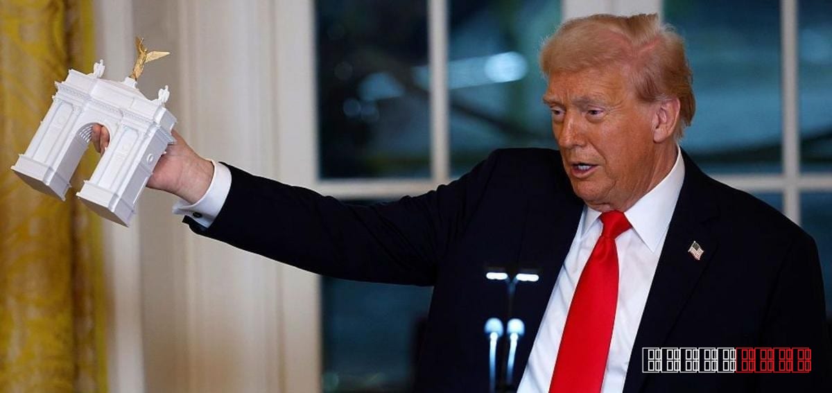 Trump unveils arch that would also house ammunition, citing military request